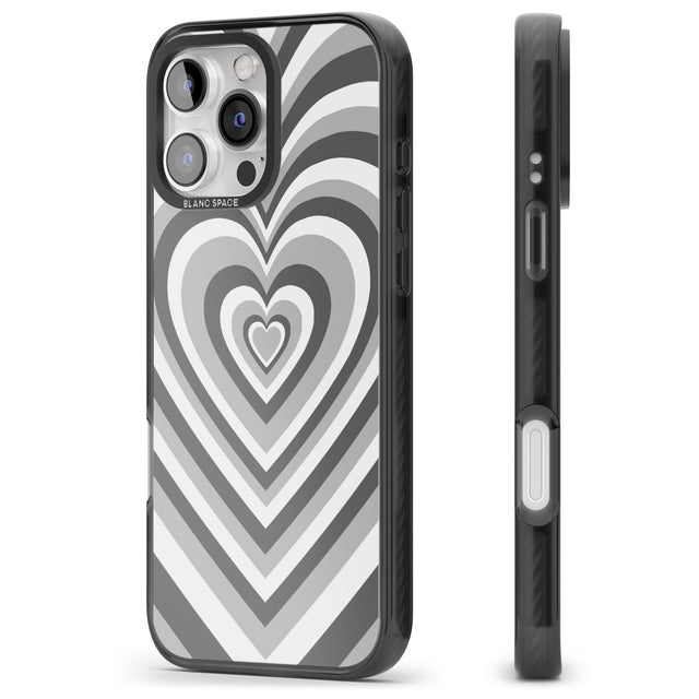 iPhone 16 Pro Max Monochrome Heart Illusion Black Impact Phone Case