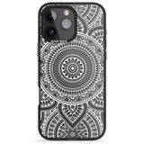 iPhone 16 Pro Max White Henna Flower Wheel Black Impact Phone Case