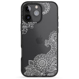 iPhone 16 Pro Max White Henna Botanicals Black Impact Phone Case