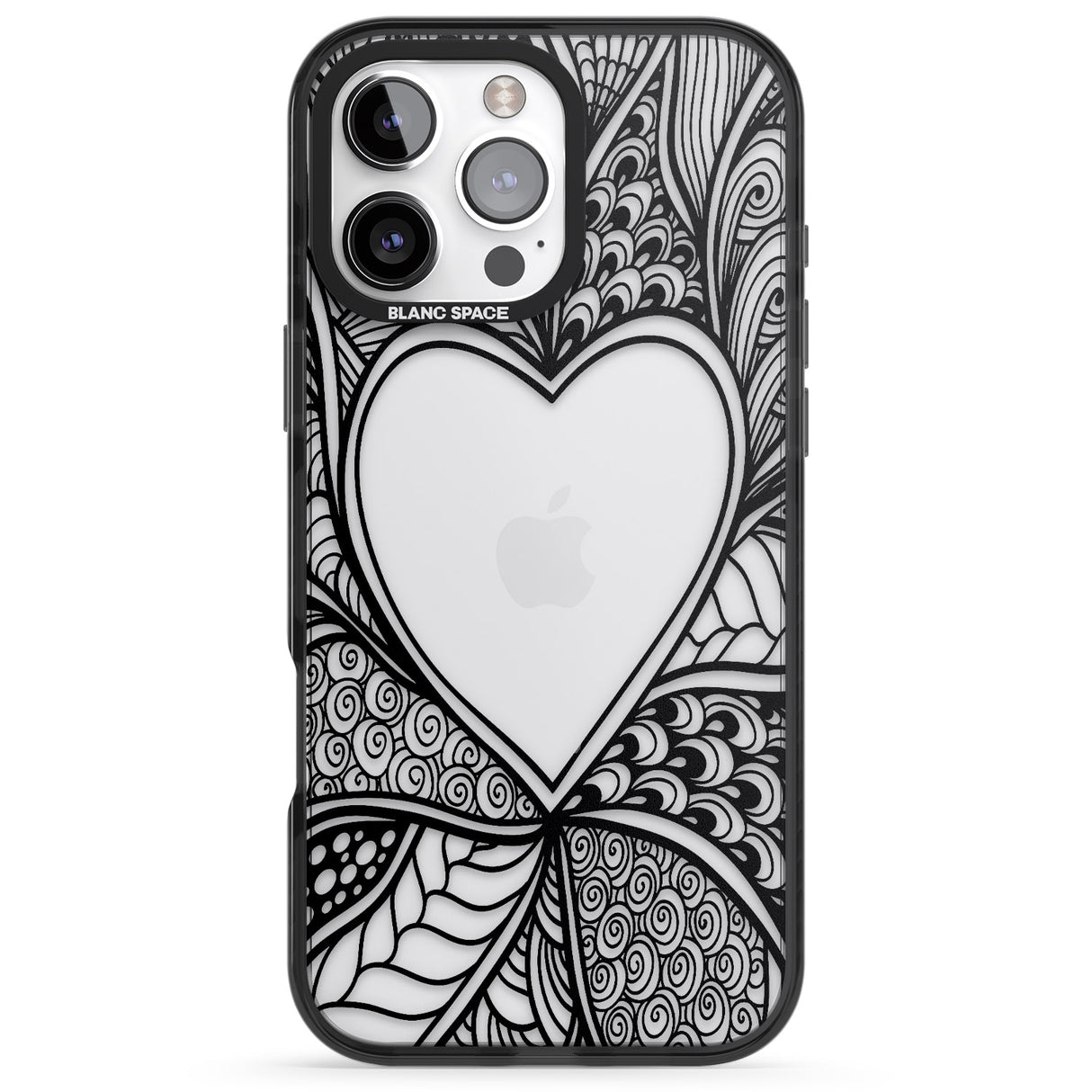 iPhone 16 Pro Max Black Henna Heart Black Impact Phone Case