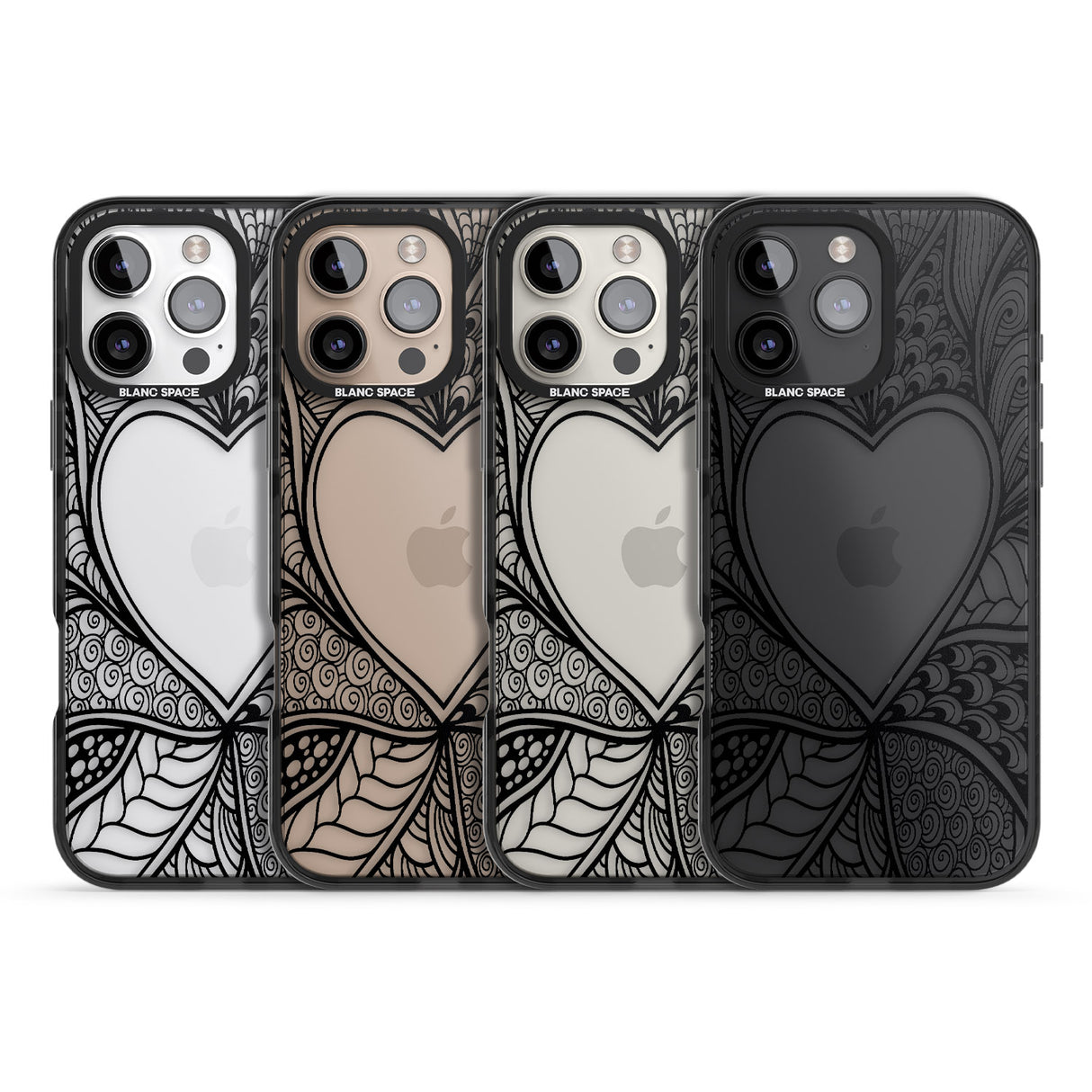 iPhone 16 Pro Max Black Henna Heart Black Impact Phone Case