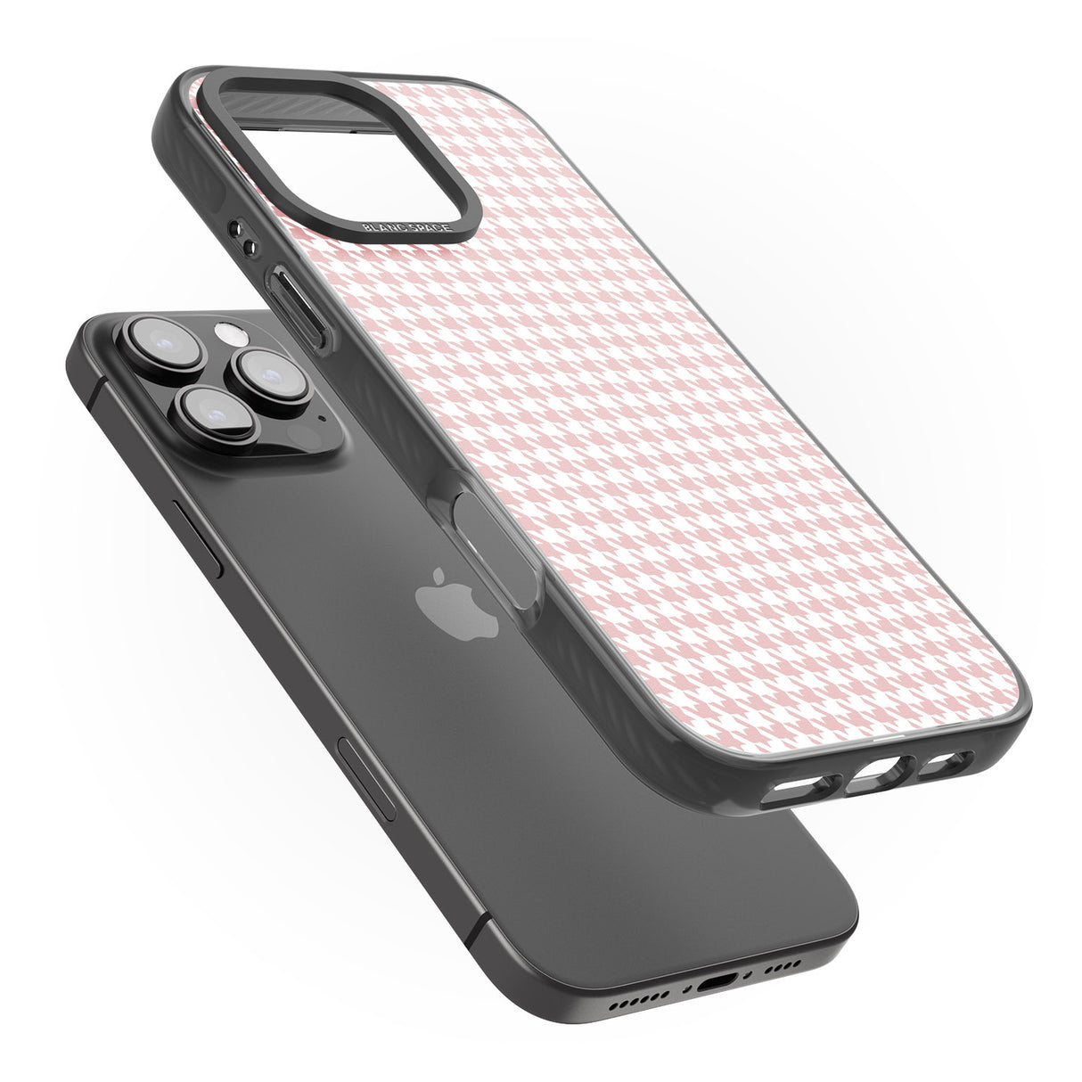 iPhone 16 Pro Max Pink Houndstooth Pattern Black Impact Phone Case