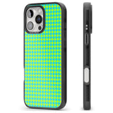 iPhone 16 Pro Max Neon Lime & Turquoise Houndstooth Pattern Black Impact Phone Case