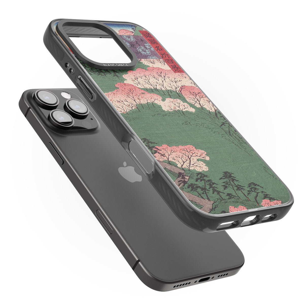 iPhone 16 Pro Max Japanese Illustration Cherry Blossom Forest Black Impact Phone Case