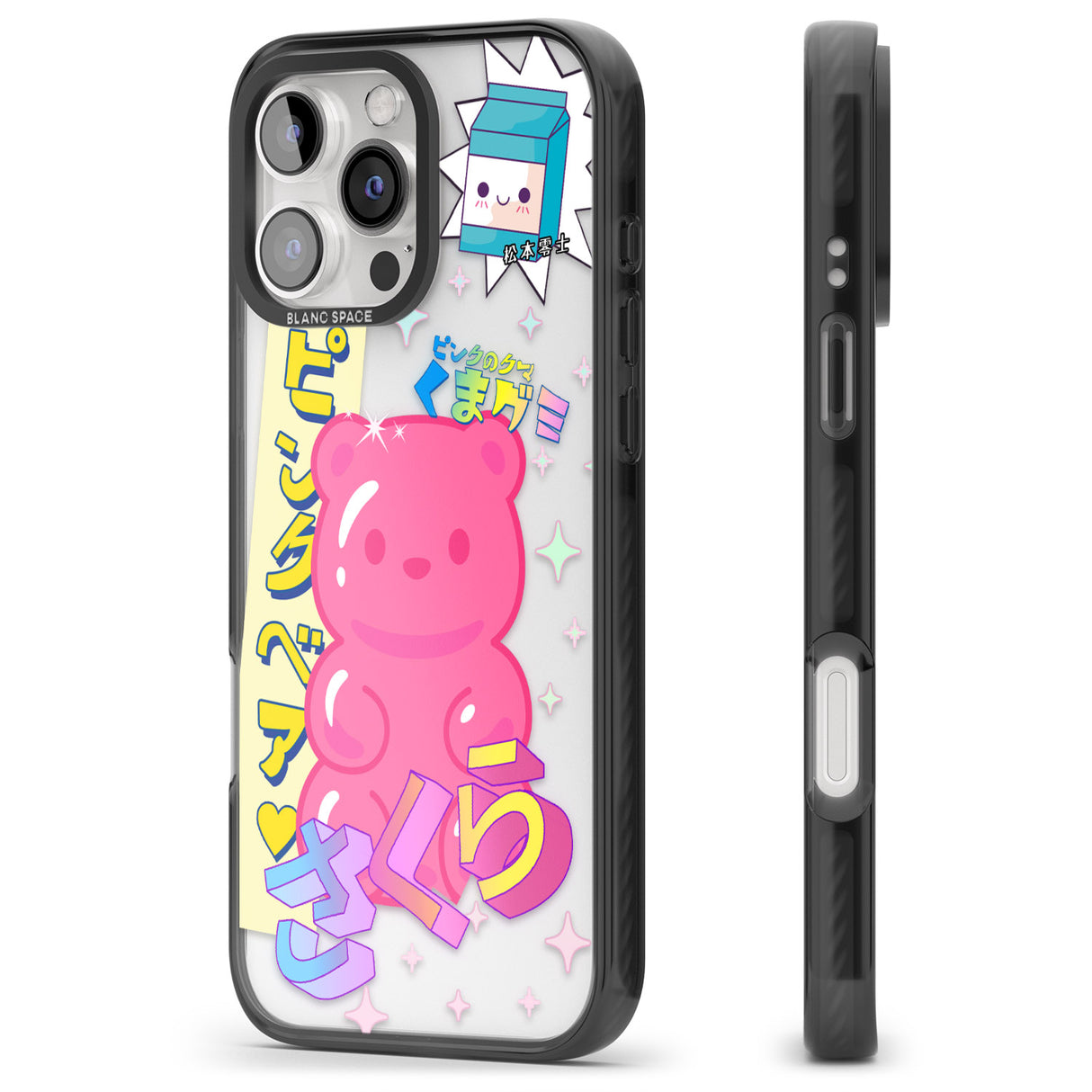 iPhone 16 Pro Max Kawaii Pink Bear Collage Clear Impact Phone Case + Magsafe