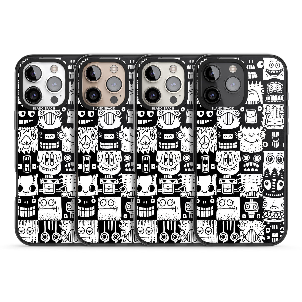 iPhone 16 Pro Max Checkerboard Heads Black Impact Phone Case