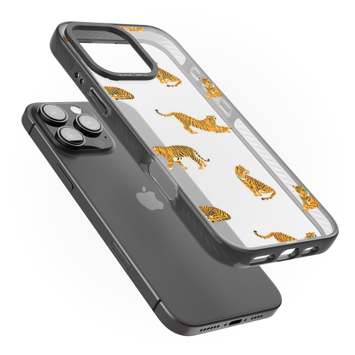 iPhone 16 Pro Max Clear Tiger Jungle Cat Pattern Black Impact Phone Case