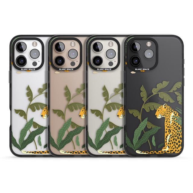 iPhone 16 Pro Max Large Jaguar Clear Jungle Cat Pattern Black Impact Phone Case