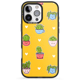 iPhone 16 Pro Max Plant Faces Kawaii Pattern Black Impact Phone Case