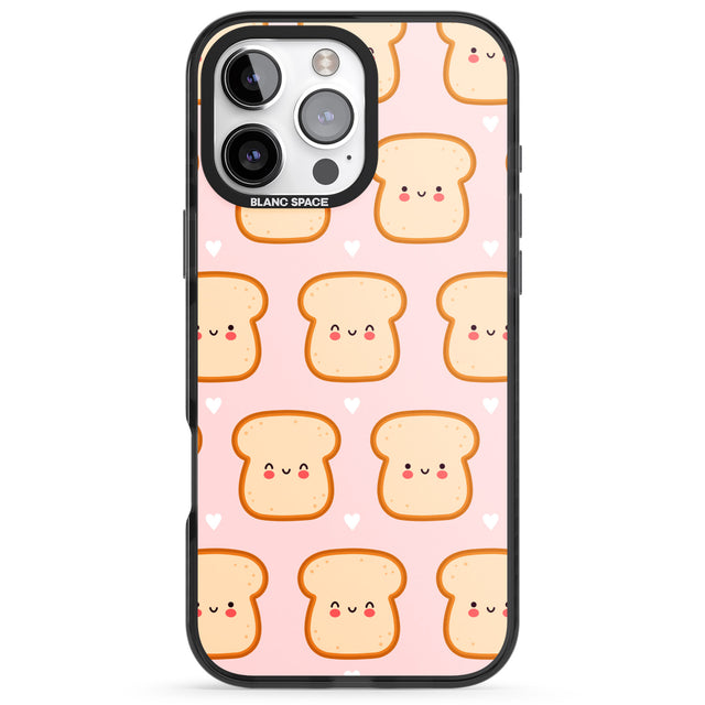 iPhone 16 Pro Max Bread Faces Kawaii Pattern Black Impact Phone Case