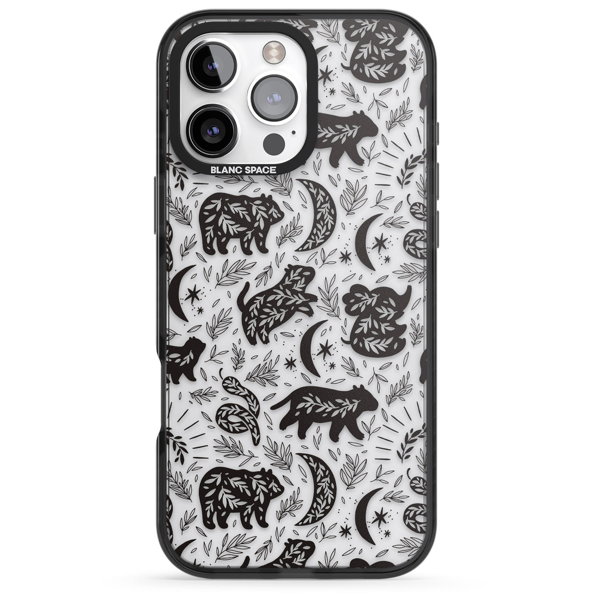 iPhone 16 Pro Max Leafy Bears Black Impact Phone Case