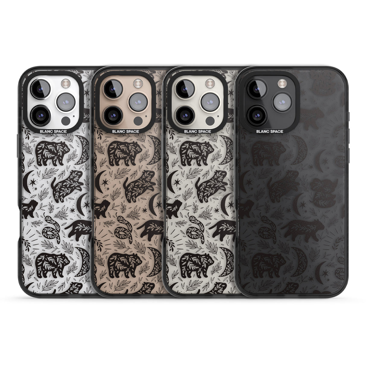 iPhone 16 Pro Max Leafy Bears Black Impact Phone Case