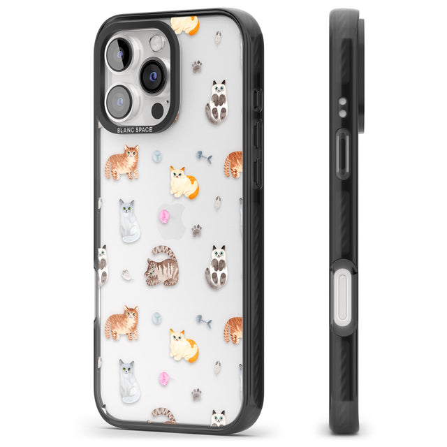 iPhone 16 Pro Max Cats with Toys - Clear Black Impact Phone Case