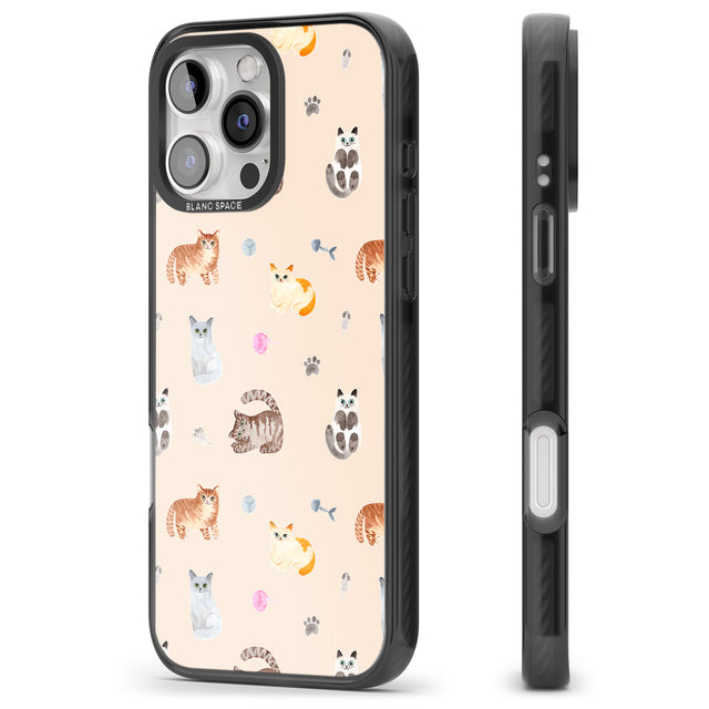 iPhone 16 Pro Max Cats with Toys Black Impact Phone Case