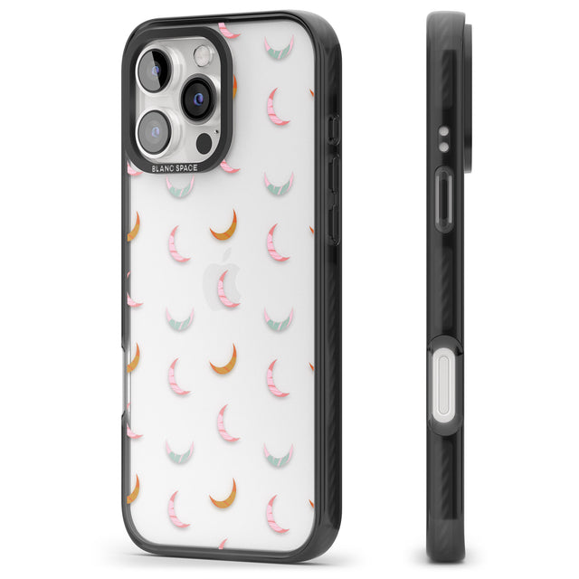 iPhone 16 Pro Max Colourful Crescent Moons Black Impact Phone Case