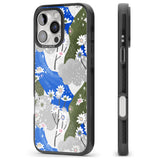 iPhone 16 Pro Max Blue & Grey Daisies Pattern Black Impact Phone Case