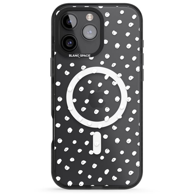 iPhone 16 Pro Max Messy White Dot Pattern Black Impact Phone Case