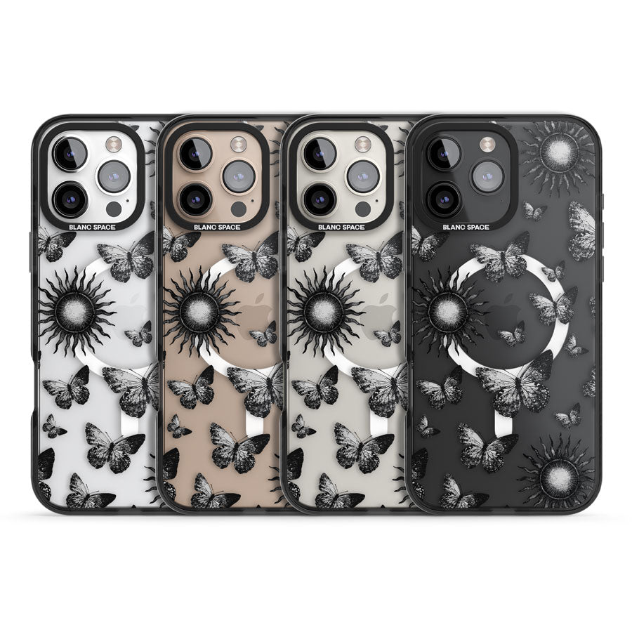 Butterflies & Suns Black Impact Magsafe Phone Case for iPhone 16 Pro, iPhone 16 Pro Max