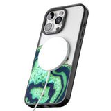 iPhone 16 Pro Max Neon Green & Blue Agate Crystal Transparent Design Black Impact Phone Case