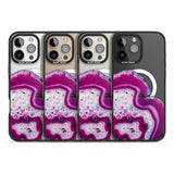 iPhone 16 Pro Max Violet & White Swirl Agate Crystal Clear Design Black Impact Phone Case