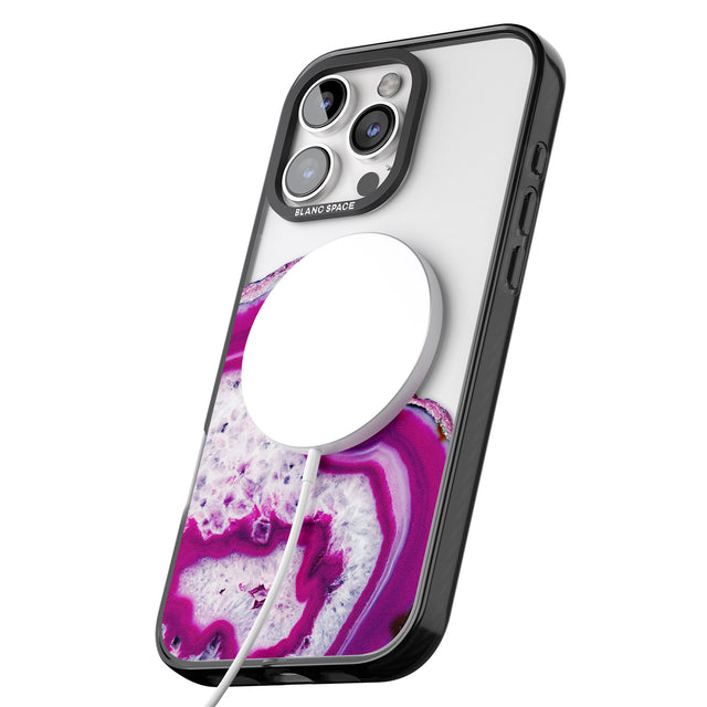 iPhone 16 Pro Max Violet & White Swirl Agate Crystal Clear Design Black Impact Phone Case