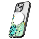 iPhone 16 Pro Max Turquoise & Green Gemstone Crystal Clear Design Black Impact Phone Case