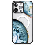 iPhone 16 Pro Max Blue, White & Yellow Agate Gemstone Black Impact Phone Case