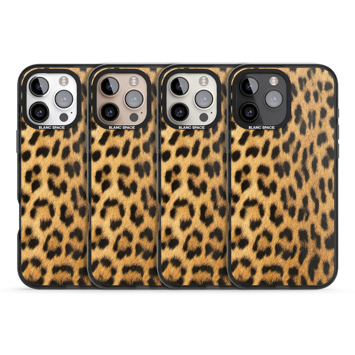 iPhone 16 Pro Max Designer Fashion Gold Leopard Print Black Impact Phone Case