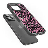 iPhone 16 Pro Max Green on Pink Leopard Print Pattern Black Impact Phone Case