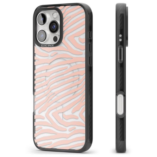 iPhone 16 Pro Max Horizontal Zebra Stripes Transparent Animal Print Black Impact Phone Case