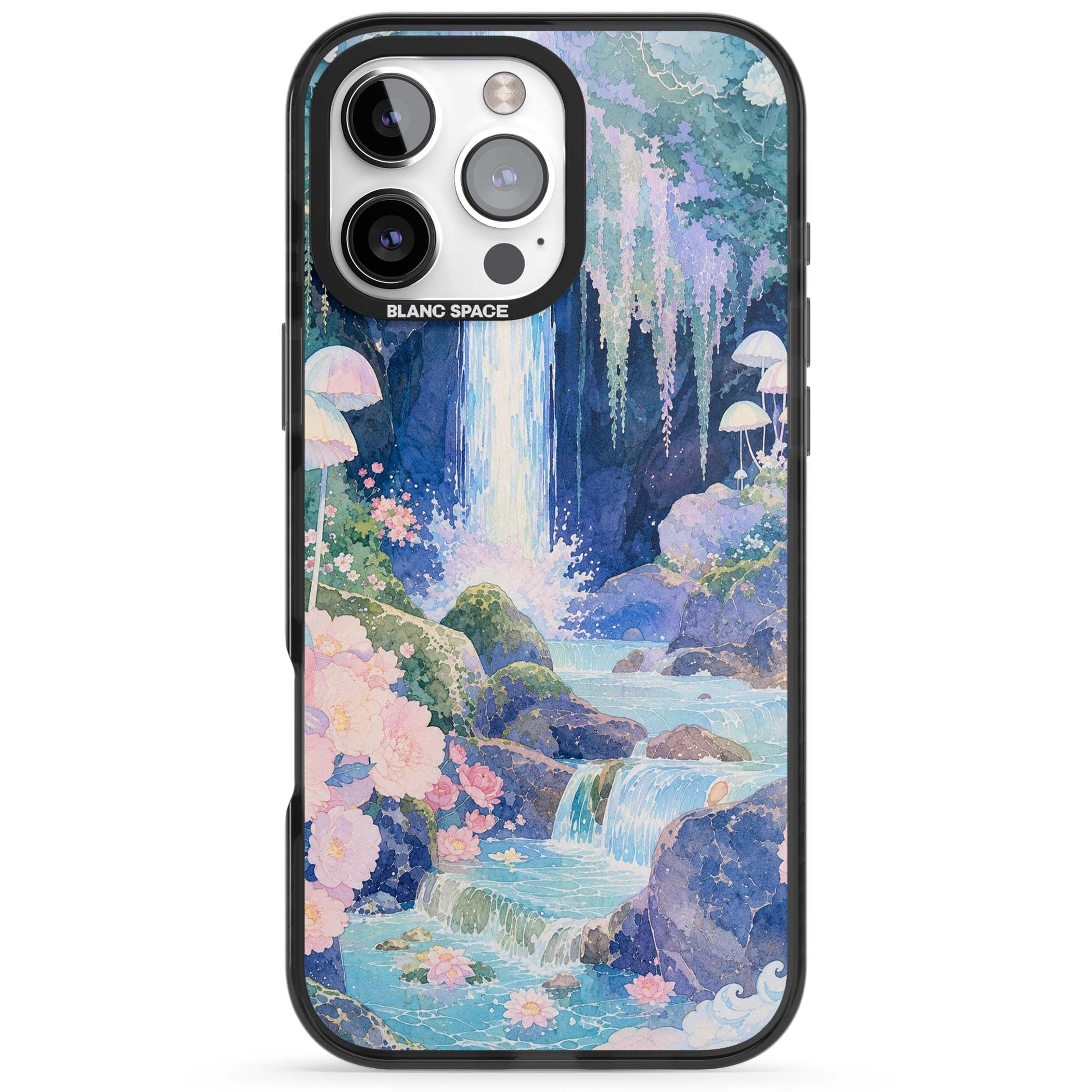 Mystic Waterfall art iPhone case | Black Impact Magsafe case for iPhone 16 Pro, iPhone 16 Pro Max