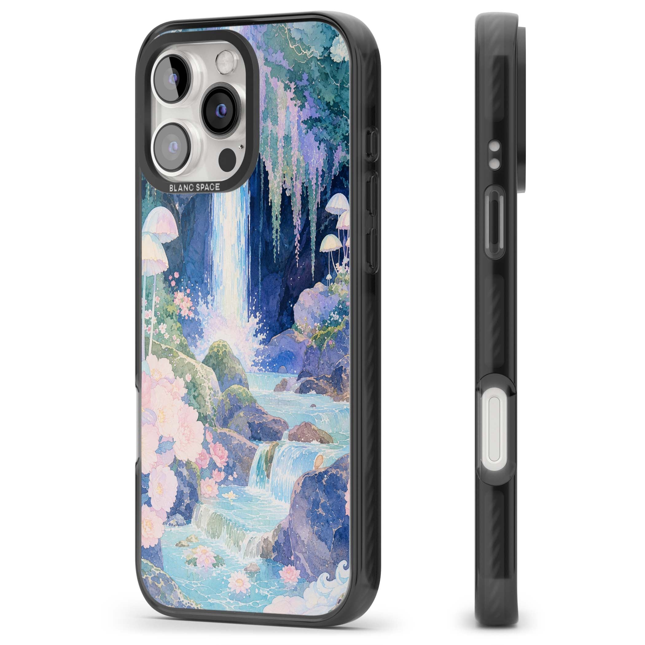 Mystic Waterfall art iPhone case | Black Impact Magsafe case for iPhone 16 Pro, iPhone 16 Pro Max