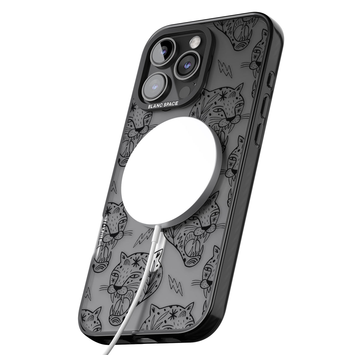 iPhone 16 Pro Max Black Tiger Roar Pattern Black Impact Phone Case