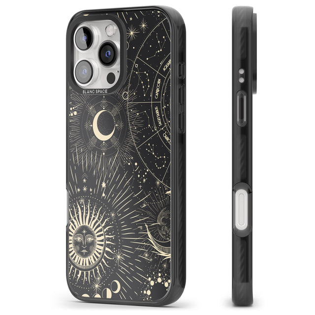 iPhone 16 Pro Max Sun & Symbols Astrological Black Impact Phone Case