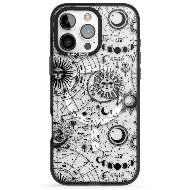 iPhone 16 Pro Max Suns, Moons, Zodiac Signs Astrological Black Impact Phone Case