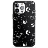 iPhone 16 Pro Max Cosmic Outer Space Design White on Black Black Impact Phone Case