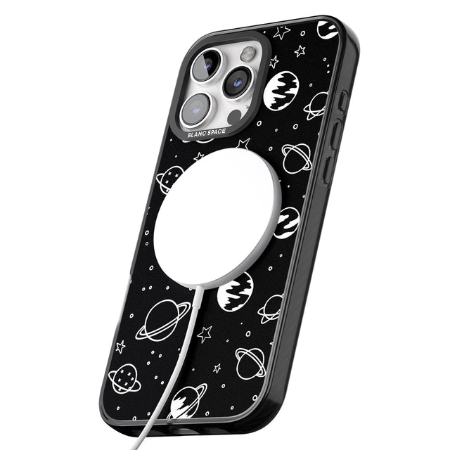 iPhone 16 Pro Max Cosmic Outer Space Design White on Black Black Impact Phone Case