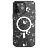 iPhone 16 Pro Max Cosmic Outer Space Design White on Clear Black Impact Phone Case