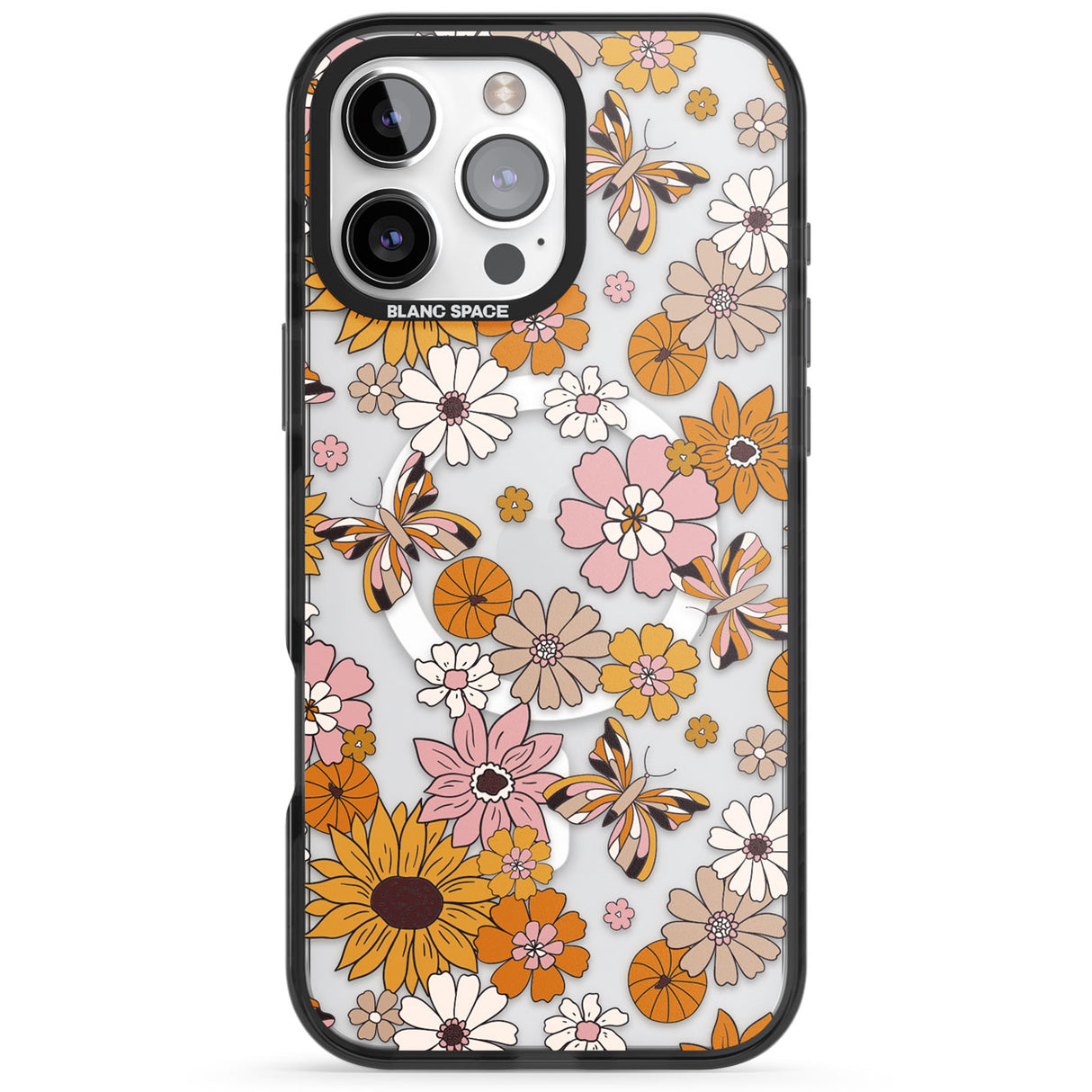 Butterfly & Bloom Autumn Floral Black Impact Magsafe Phone Case for iPhone 16 Pro, iPhone 16 Pro Max