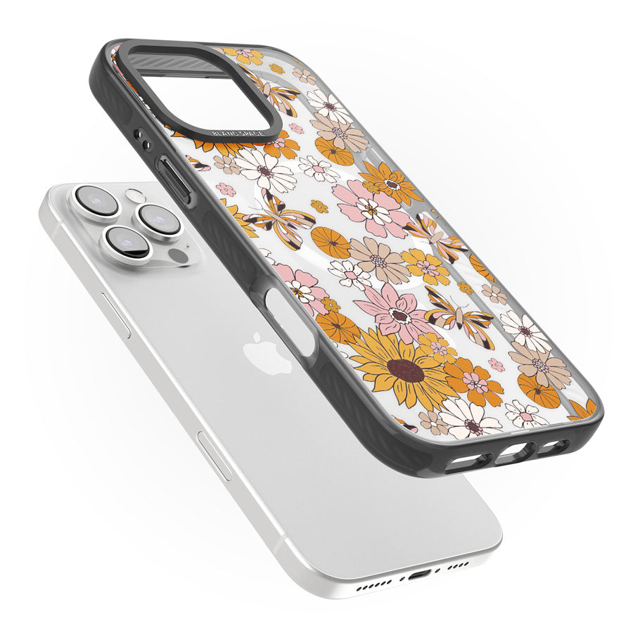 Butterfly & Bloom Autumn Floral Black Impact Magsafe Phone Case for iPhone 16 Pro, iPhone 16 Pro Max