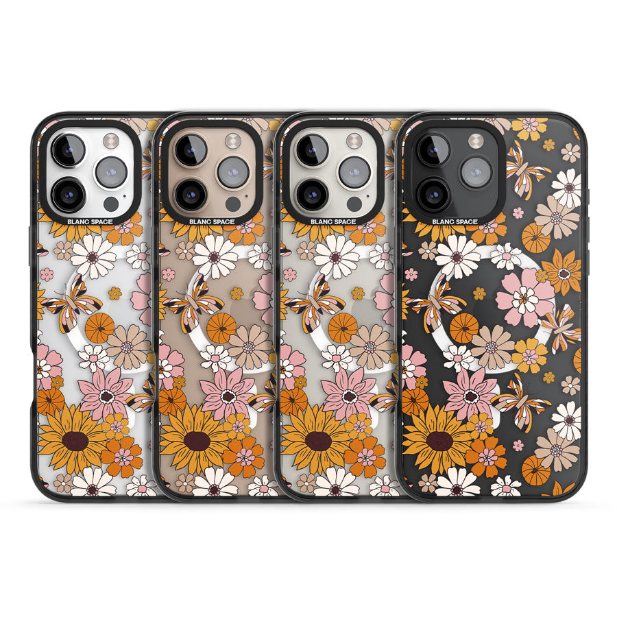 Butterfly & Bloom Autumn Floral Black Impact Magsafe Phone Case for iPhone 16 Pro, iPhone 16 Pro Max