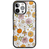 Retro Boho Fall Floral Black Impact Magsafe Phone Case for iPhone 16 Pro, iPhone 16 Pro Max