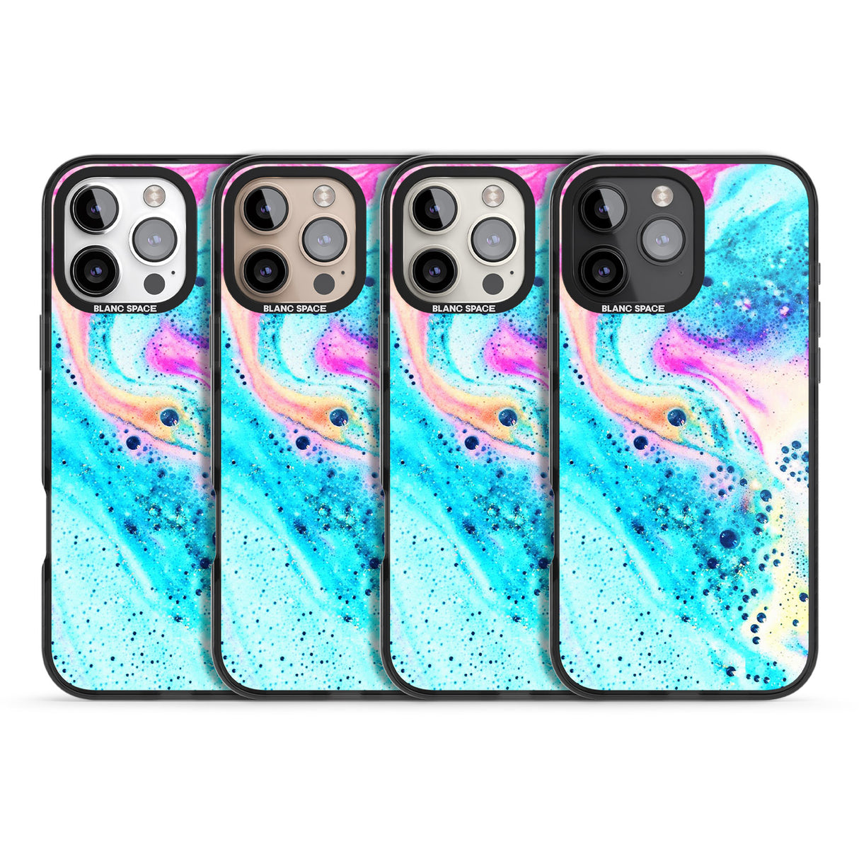 iPhone 16 Pro Max Ocean White Bath Bomb Black Impact Phone Case