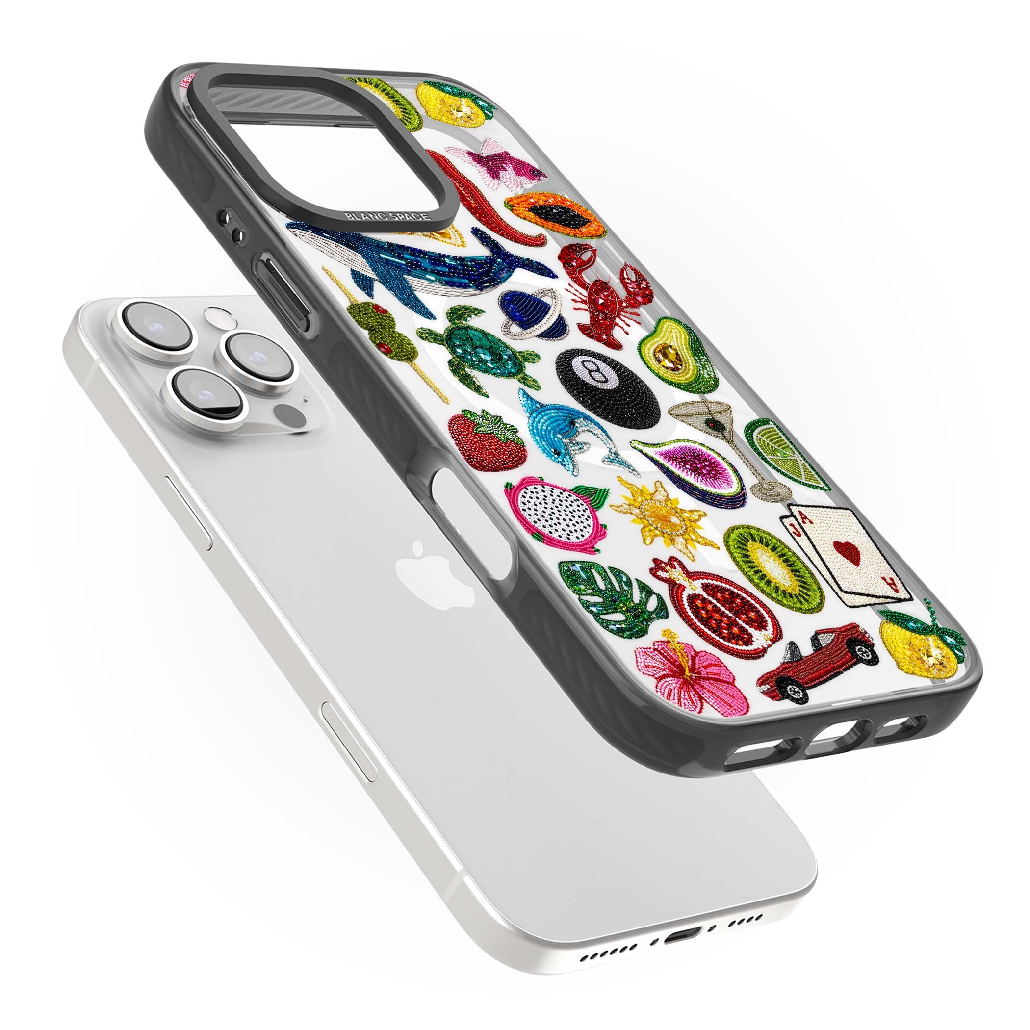 Beaded Mix cute iPhone case | Black Impact Magsafe case for iPhone 16 Pro, iPhone 16 Pro Max