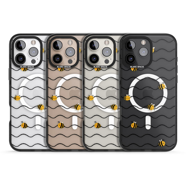 iPhone 16 Pro Max Sweet as Honey Patterns: Bees & Stripes (Clear) Black Impact Phone Case