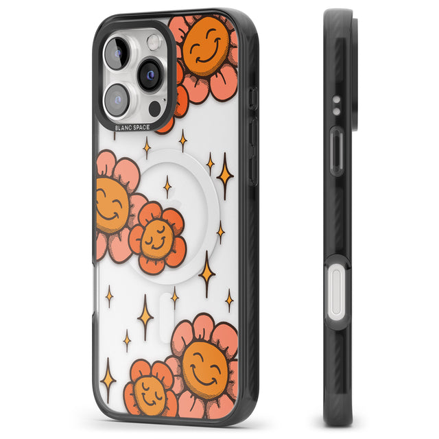 iPhone 16 Pro Max Mellow Flowers Black Impact Phone Case + Magsafe