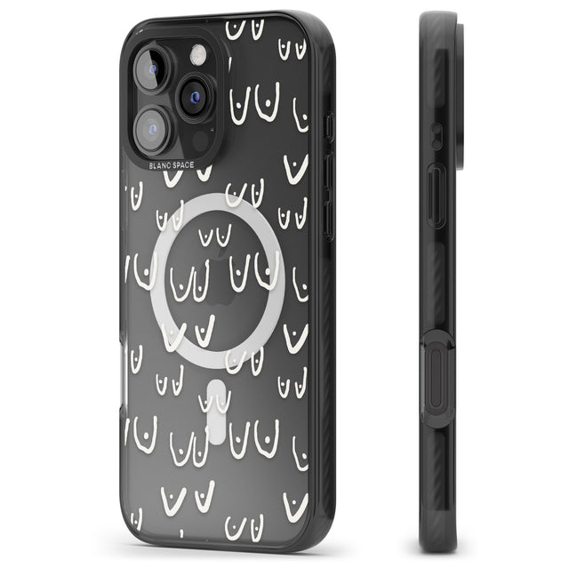 iPhone 16 Pro Max Free the boob (White) Black Impact Phone Case