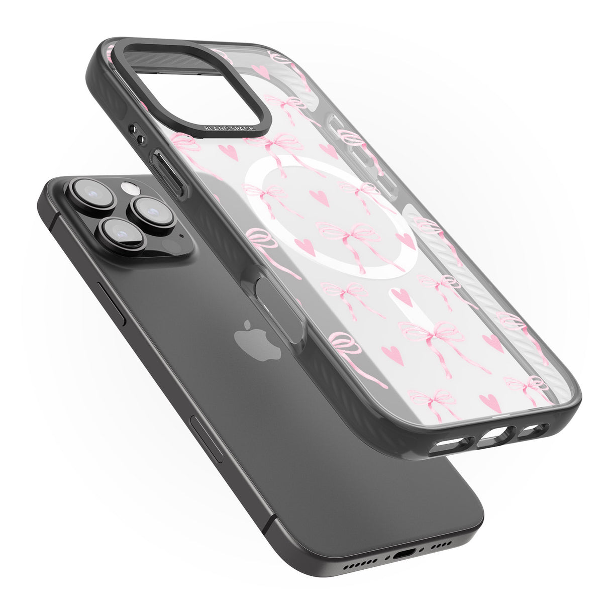 iPhone 16 Pink Bows & Hearts Clear Impact Phone Case