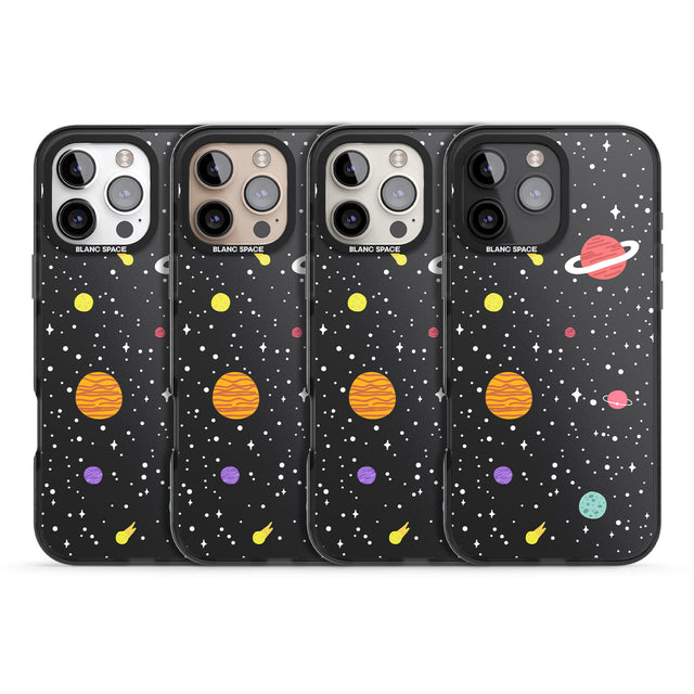 iPhone 16 Pro Max Cute Cartoon Planets Black Impact Phone Case