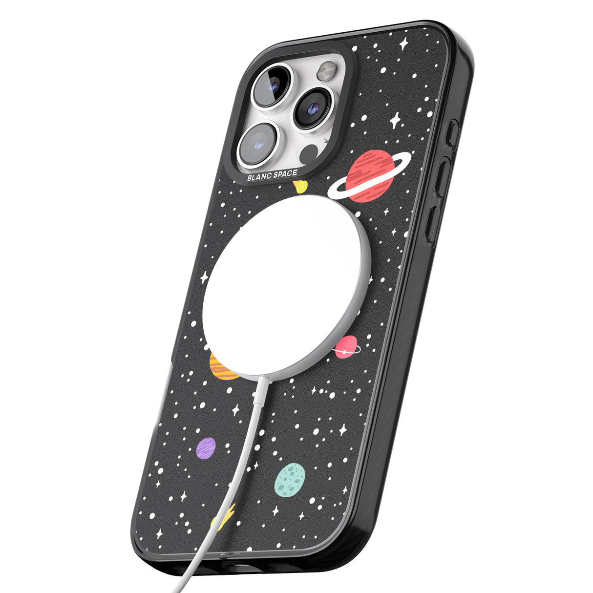 iPhone 16 Pro Max Cute Cartoon Planets Black Impact Phone Case